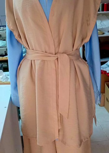 Bej Kemerli Uzun Kollu Kadın Takım - Görsel 3