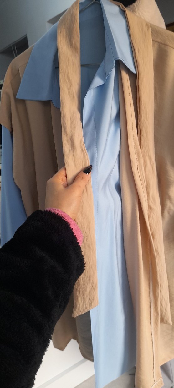 Bej Kemerli Uzun Kollu Kadın Takım - Görsel 5