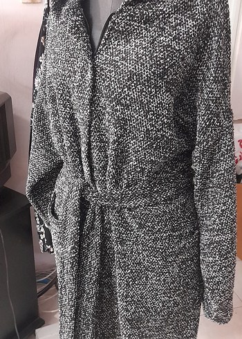 Gri Örgü Hamilelerde tercih edebilir Uzun Kollu Hırka kaban - Görsel 3