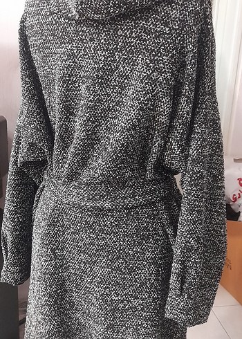 Gri Örgü Hamilelerde tercih edebilir Uzun Kollu Hırka kaban - Görsel 5