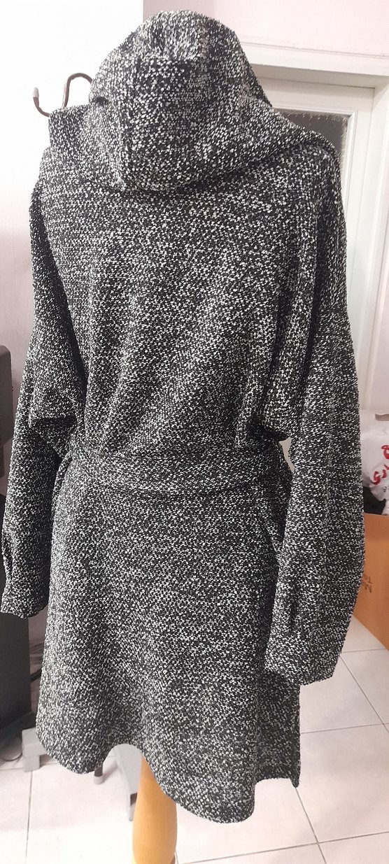 Gri Örgü Hamilelerde tercih edebilir Uzun Kollu Hırka kaban - Görsel 5