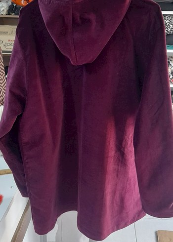 Bordo Yumuşak fitilli kadife Kumaşlı Fermuarlı Kadın Ceket - Görsel 4