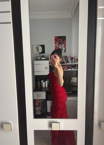 s Beden Kırmızı ALFABETA Gece Elbisesi