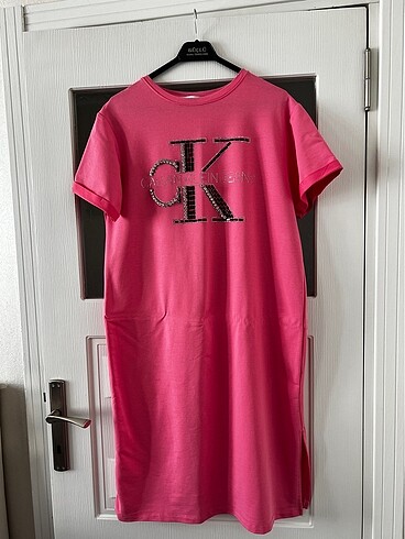 M/L/xl uyumlu günlük pembe elbise