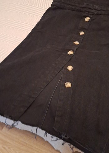 Siyah Düğmeli Denim Salopet - Görsel 2