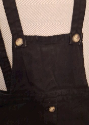 Siyah Düğmeli Denim Salopet - Görsel 3