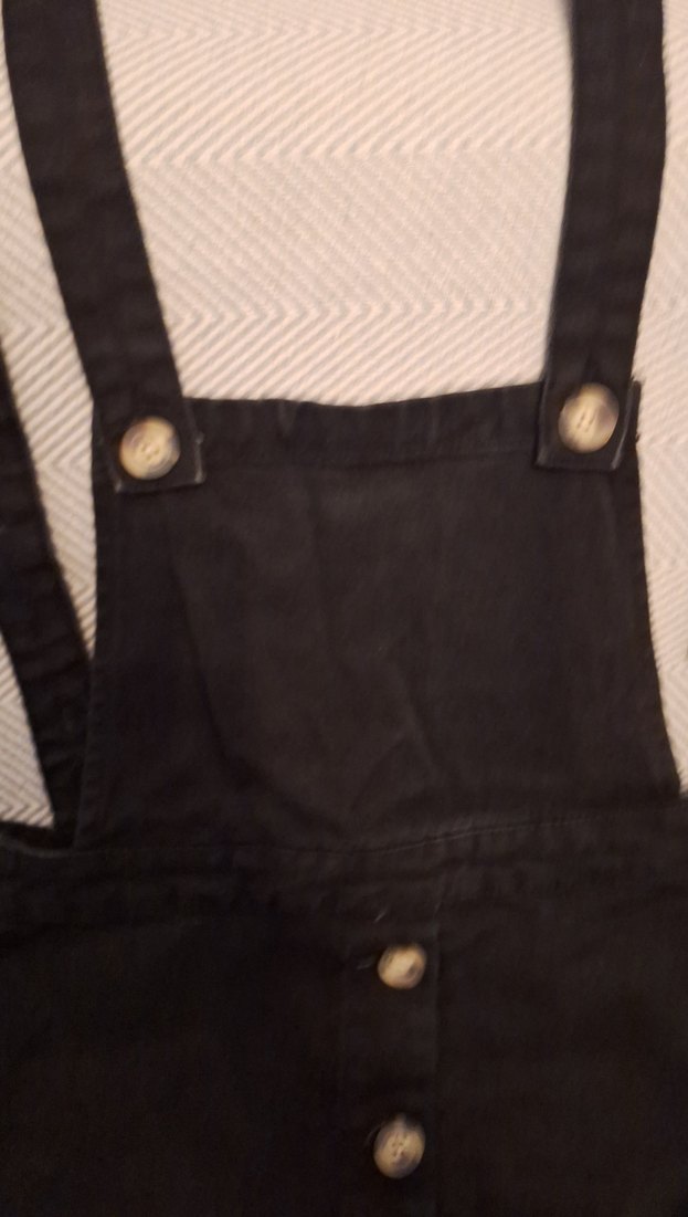 Siyah Düğmeli Denim Salopet - Görsel 3