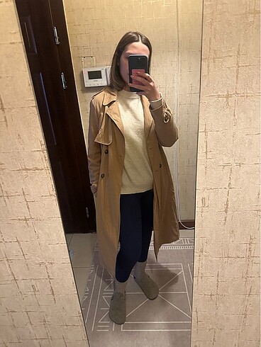 m Beden camel Renk Stradivarius trençkot