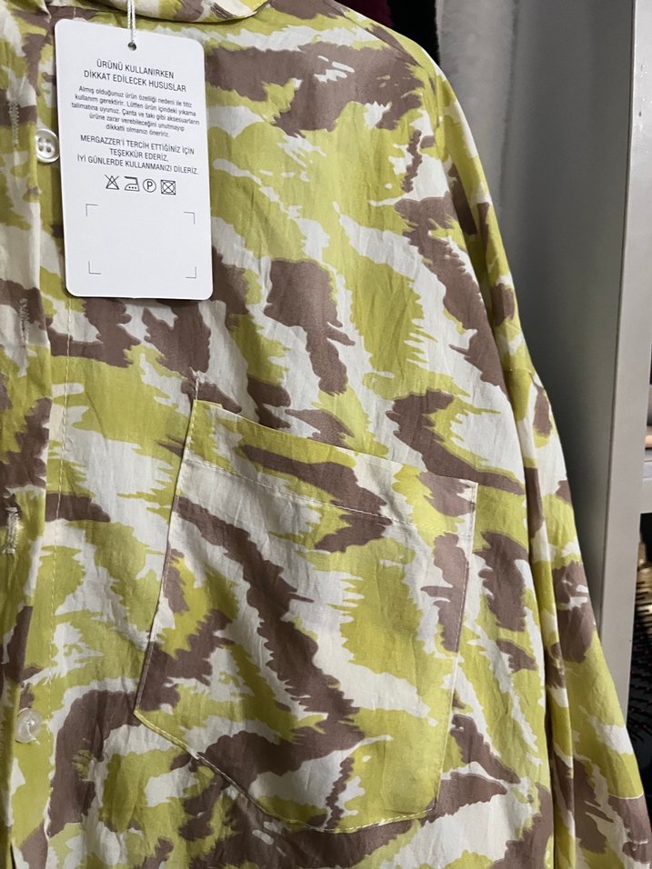 Kadın Salaş Kahverengi Yeşil Beyaz Gömlek - Görsel 2