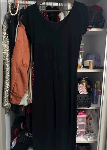 Siyah Sırt Dekolteli Midi Elbise - Görsel 2