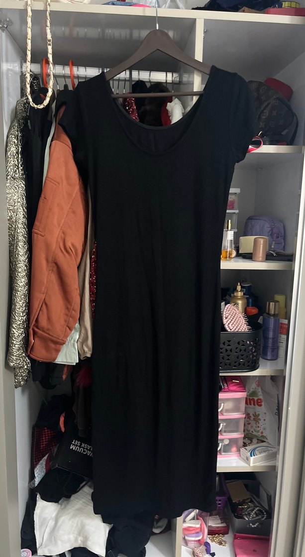 Siyah Sırt Dekolteli Midi Elbise - Görsel 2