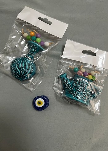 Renkli Geleneksel Nazar Boncuğu Tabak Ve Kütahya Yazışı - Görsel 4