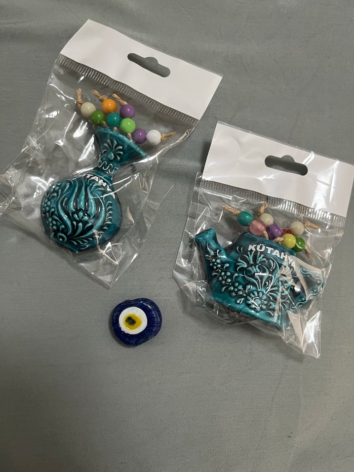 Renkli Geleneksel Nazar Boncuğu Tabak Ve Kütahya Yazışı - Görsel 4