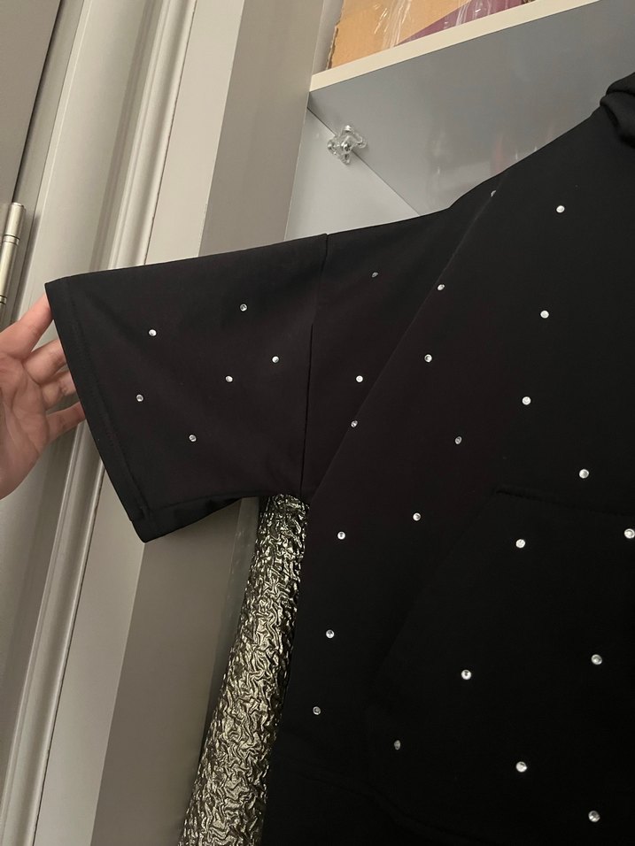 Taşlı Siyah Kapüşonlu Ceket Pantolon Takım - Görsel 2