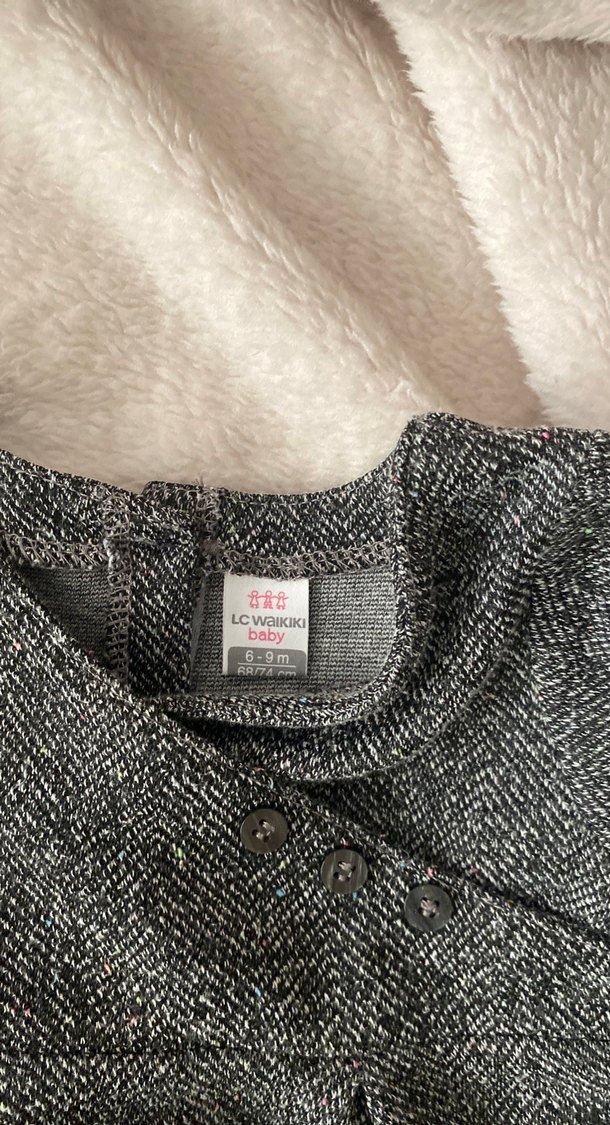 Kız Çocuk Gri Yünlü Kürklü Elbise - Görsel 2