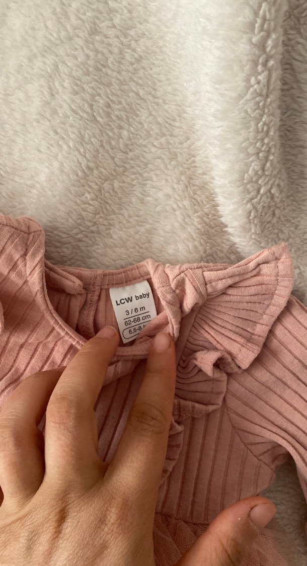 Uzun Kollu Pembe Kız Çocuk Elbise - Görsel 2