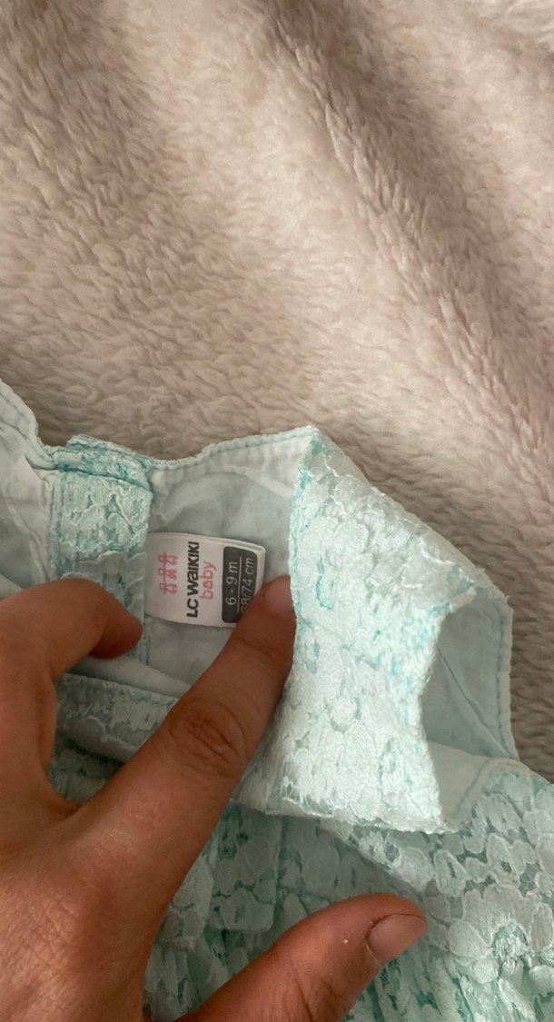 Kız Çocuk Turkuaz Dantel Elbise - Görsel 2