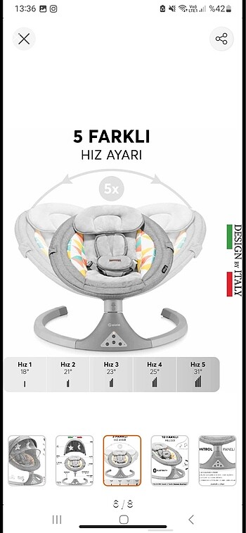Beden Renk Elele ana kucağı sallanır otomatik müzikli dormire