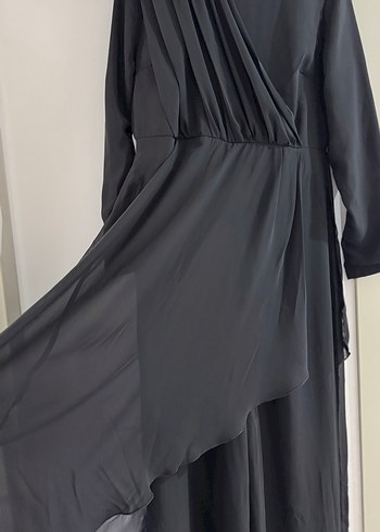 Siyah Uzun Drapeli V Yakalı Kadın TULUM - Görsel 6