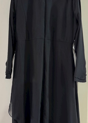 Siyah Uzun Drapeli V Yakalı Kadın TULUM - Görsel 5