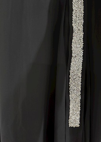 Siyah Uzun Drapeli V Yakalı Kadın TULUM - Görsel 4