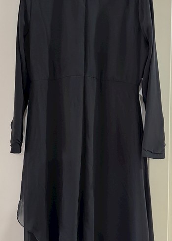 Siyah Uzun Drapeli V Yakalı Kadın TULUM - Görsel 2