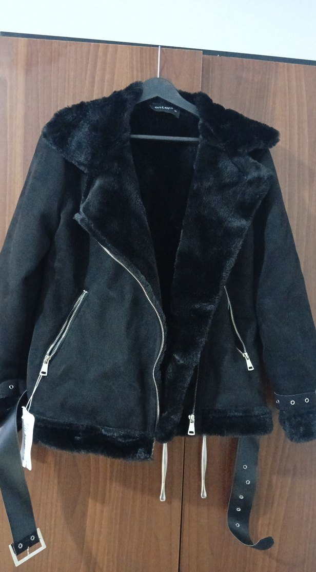 Siyah Süet Kürklü Kadın Ceket - Görsel 2