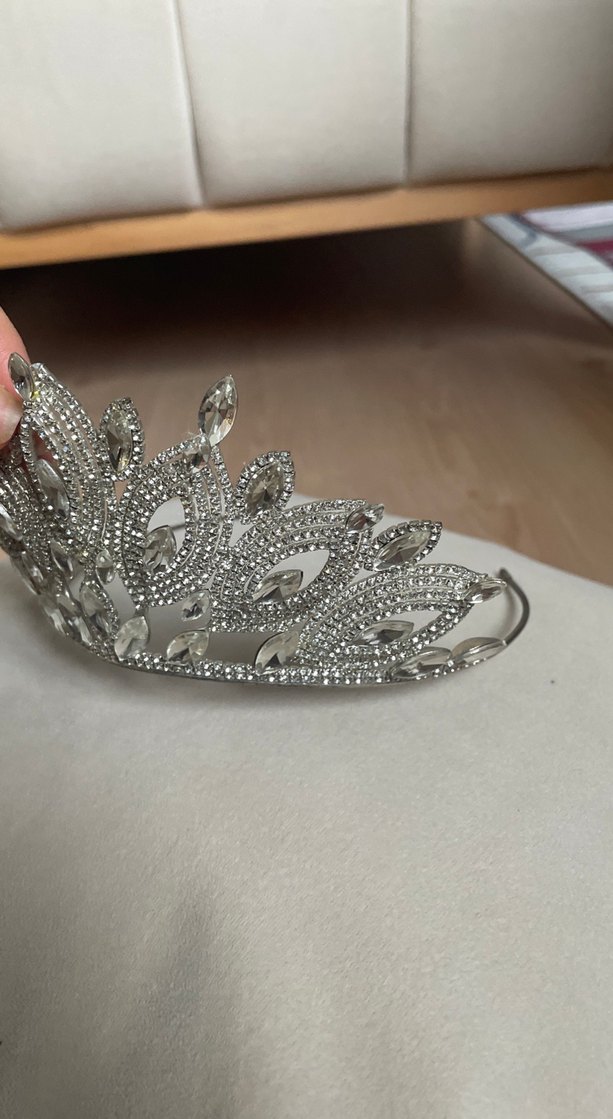 Payetli Gri Gelin Tacı - Görsel 3