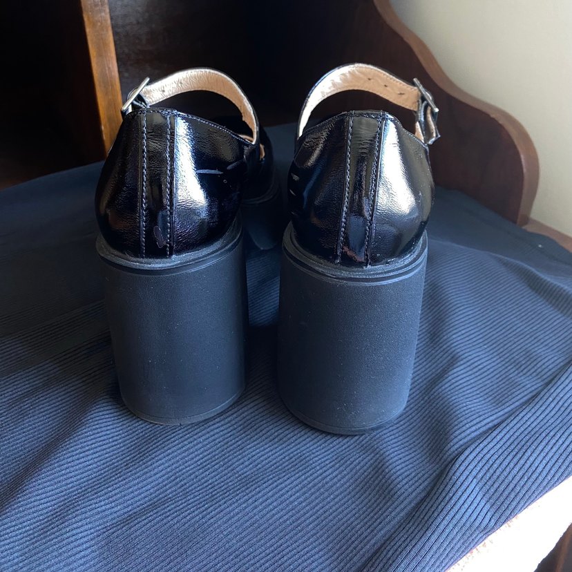 Siyah Rugan Platform Topuklu Gotik Ayakkabı - Görsel 4