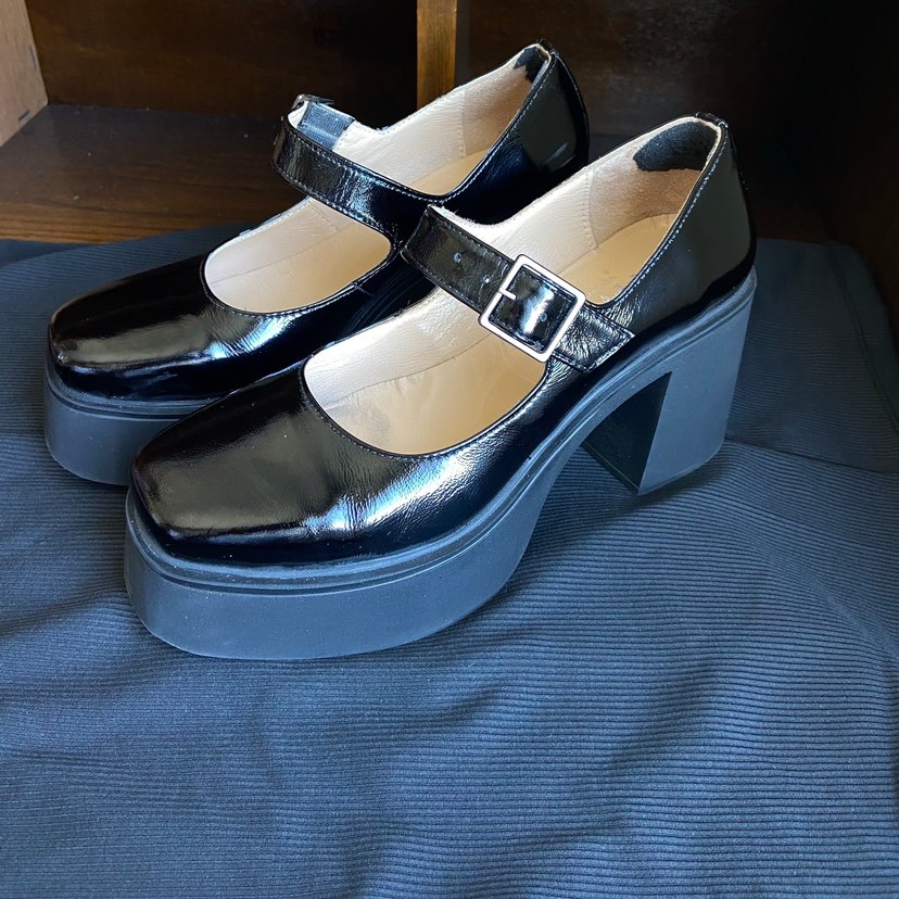 Siyah Rugan Platform Topuklu Gotik Ayakkabı - Görsel 2