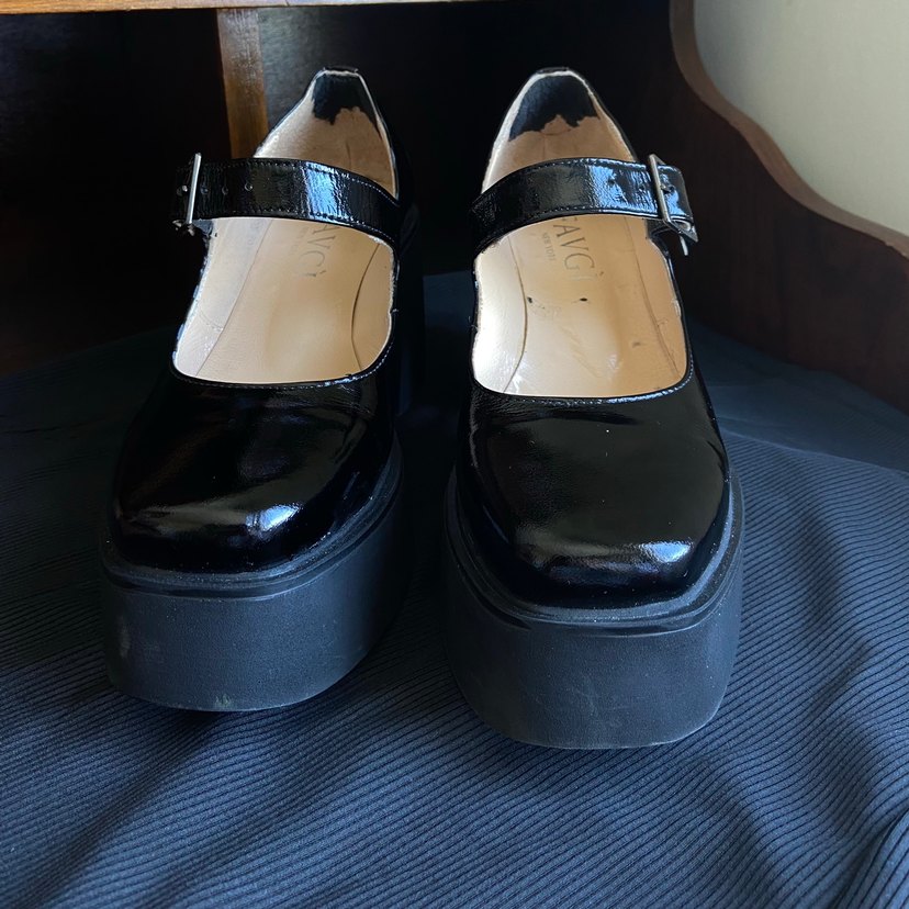 Siyah Rugan Platform Topuklu Gotik Ayakkabı - Görsel 3