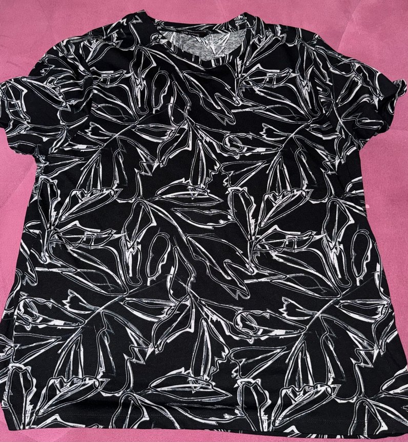 Siyah Baskılı Desenli Erkek Tişört - Görsel 3