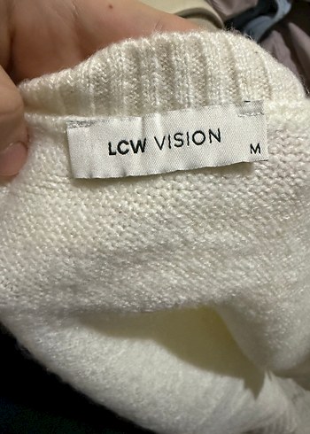 Beyaz V Yaka Triko Kadın Süveter - Görsel 3