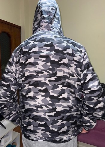 Erkek Gri Kamuflaj Fermuarlı Yağmurluk - Görsel 2