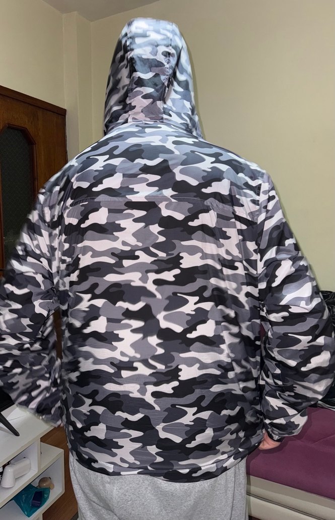 Erkek Gri Kamuflaj Fermuarlı Yağmurluk - Görsel 2