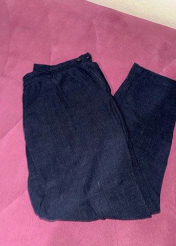 Erkek Lacivert Keten Pantalon - Görsel 2