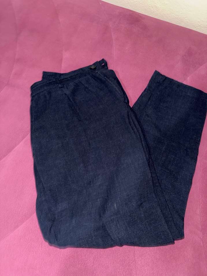 Erkek Lacivert Keten Pantalon - Görsel 2