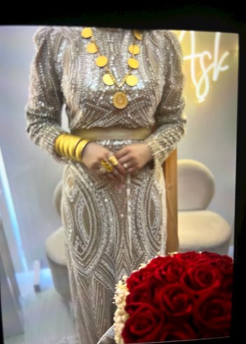 Boncuk İşlemeli Bohem Uzun Henna Elbise - Görsel 2