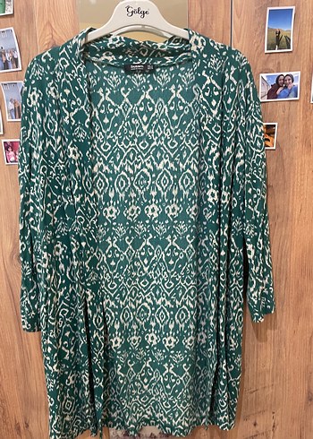 Uzun Kollu Yeşil Bohem Kadın Kimono