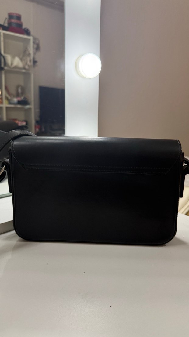 Siyah Deri Tokalı Kadın Çanta - Görsel 2