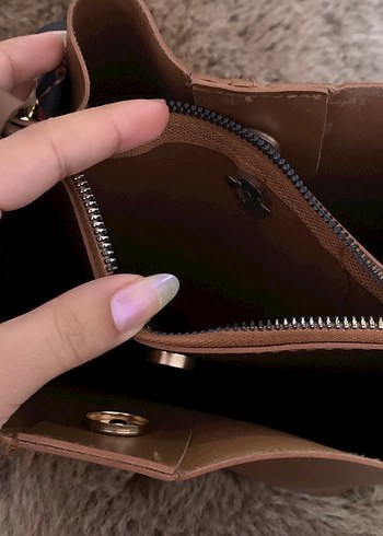 Beden kahverengi Renk Zincir Detaylı Kahverengi Deri Kadın Çanta