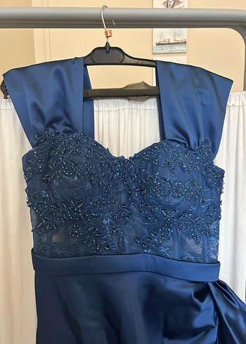 Lacivert Kadın Uzun Abiye Elbise - Görsel 3