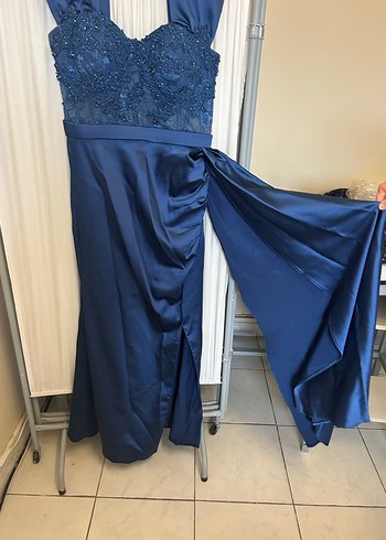 Lacivert Kadın Uzun Abiye Elbise - Görsel 5