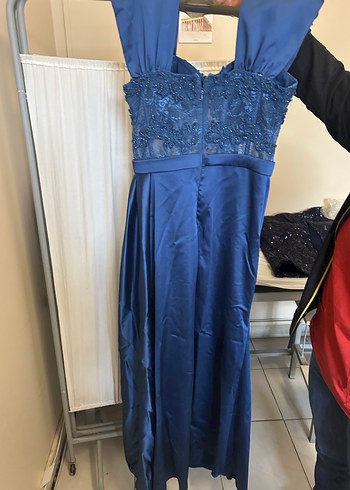 Lacivert Kadın Uzun Abiye Elbise - Görsel 2