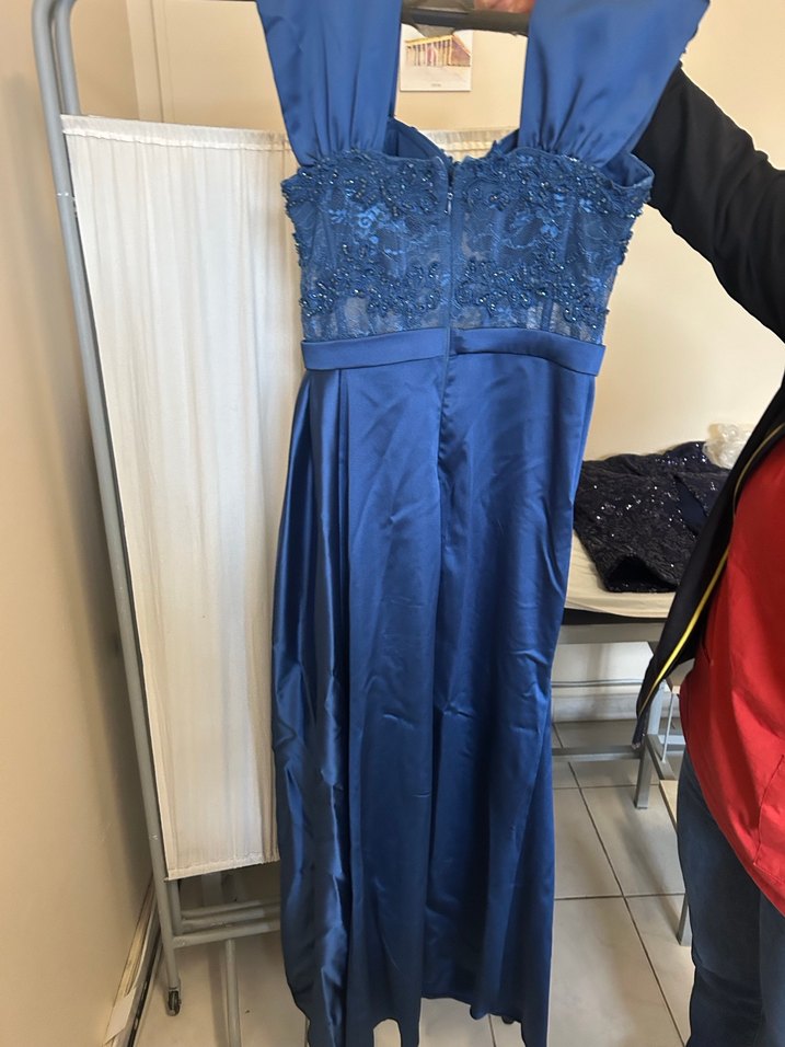 Lacivert Kadın Uzun Abiye Elbise - Görsel 2