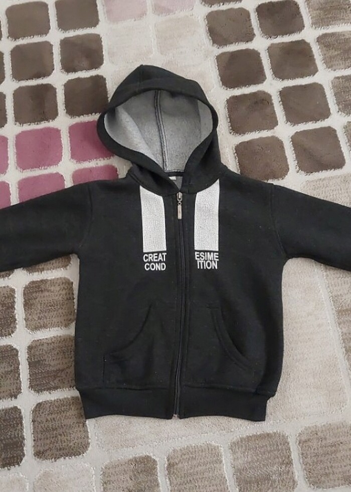 Kapişonlu çocuk hırka - Görsel 2