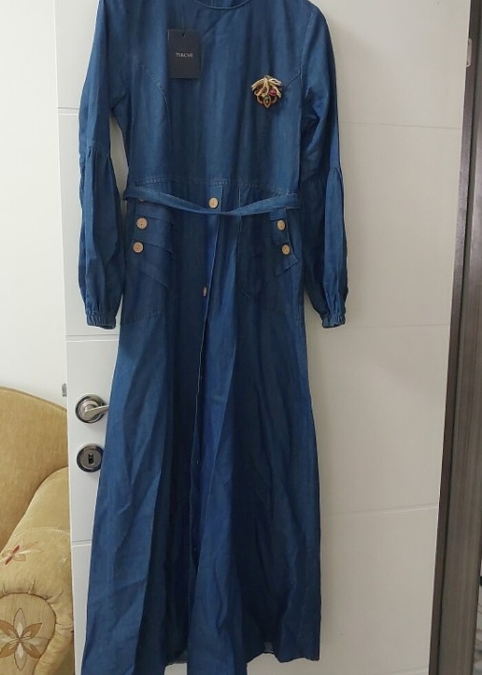 Etiketli yeni yumuşak kot elbise - Görsel 4