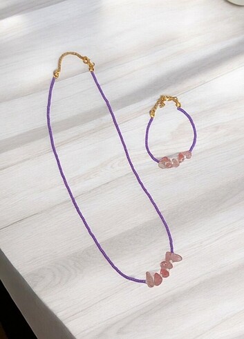 Pembe kuvars set