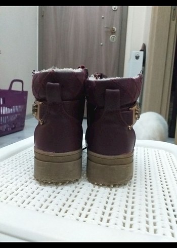 25 Beden bordo Renk Bordo Leopar Desenli Kız Botu