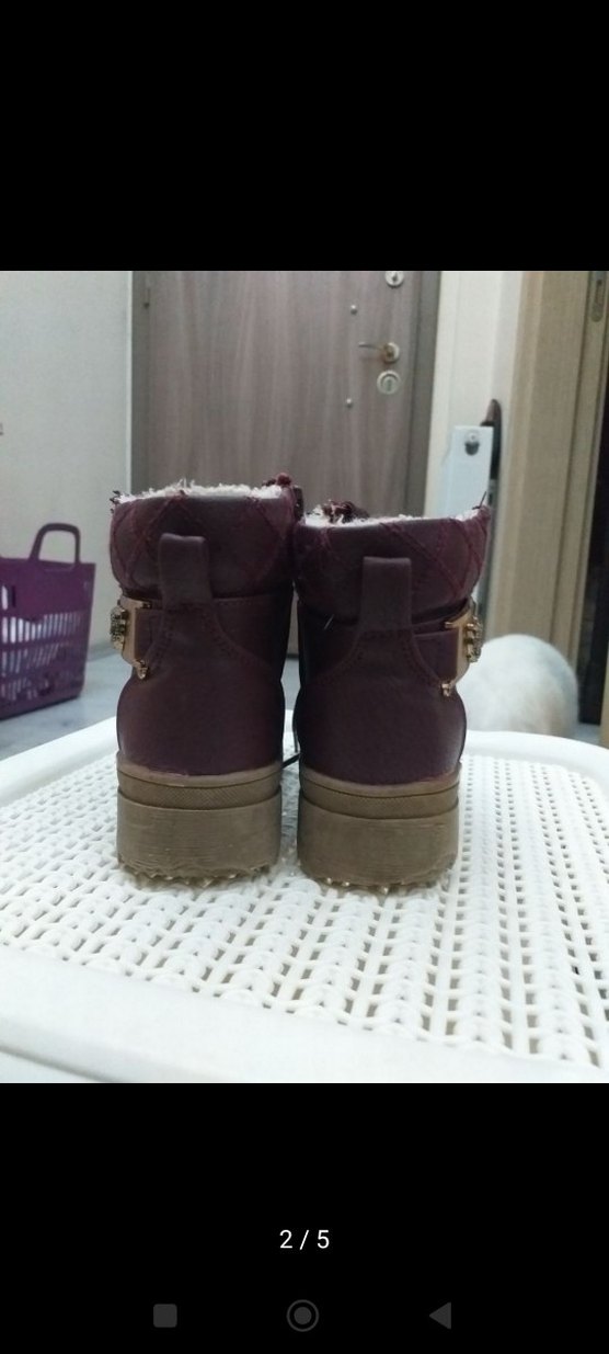 Bordo Leopar Desenli Kız Botu - Görsel 4